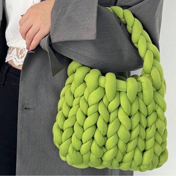 Green Chunky Cable Knit Bag - Picture 2 of 10